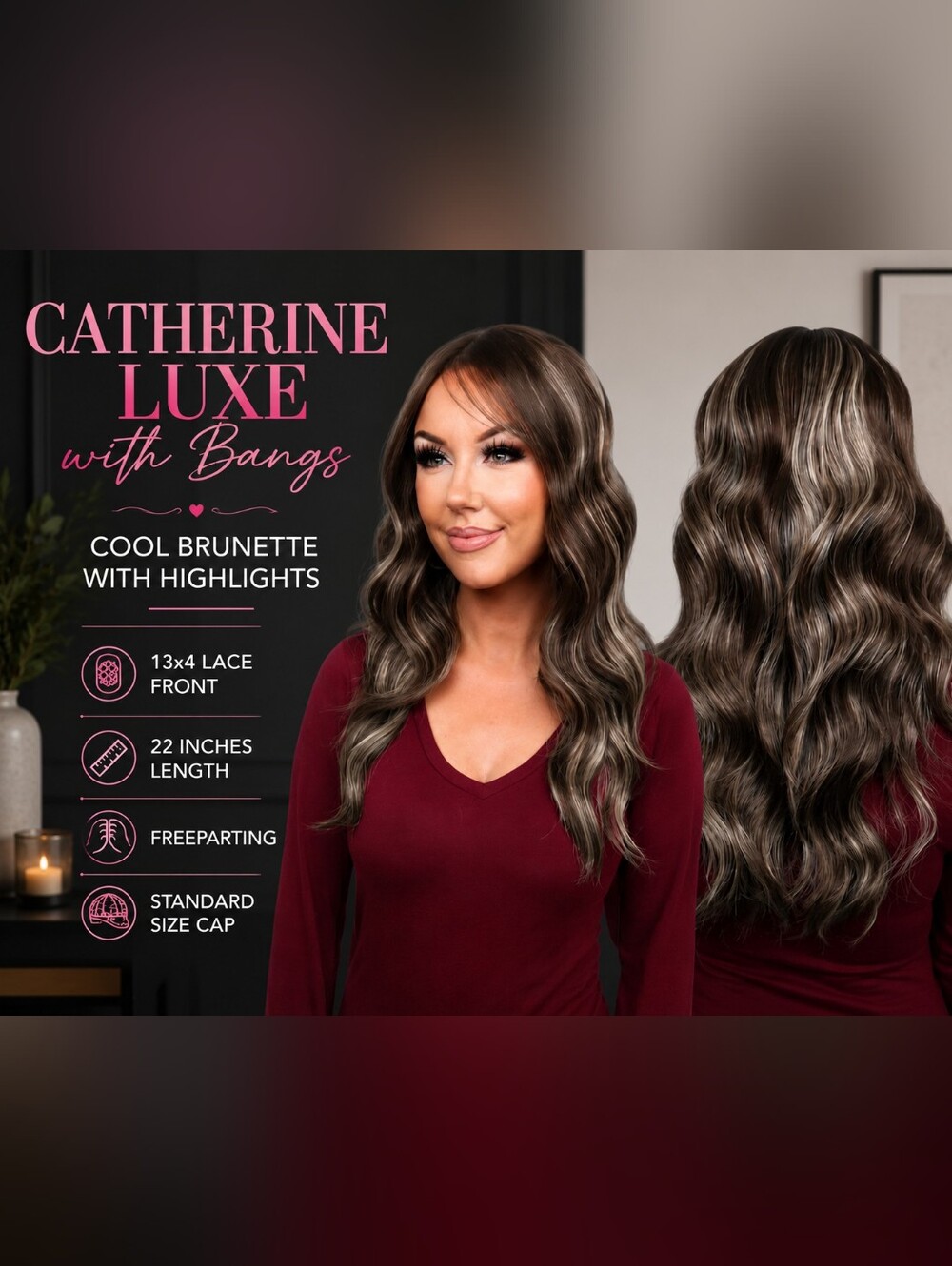 Cool Brunette Catherine With Lace Front Bangs